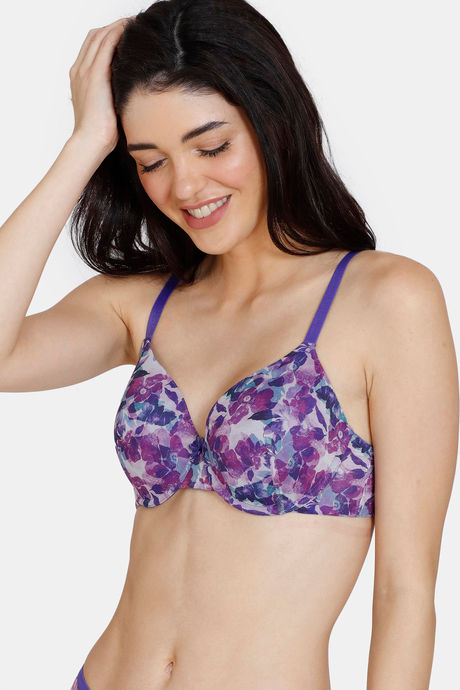 Zivame Bohemian Blooms Padded Wired 3/4Th Coverage T-Shirt Bra - Purple Magic — image 3